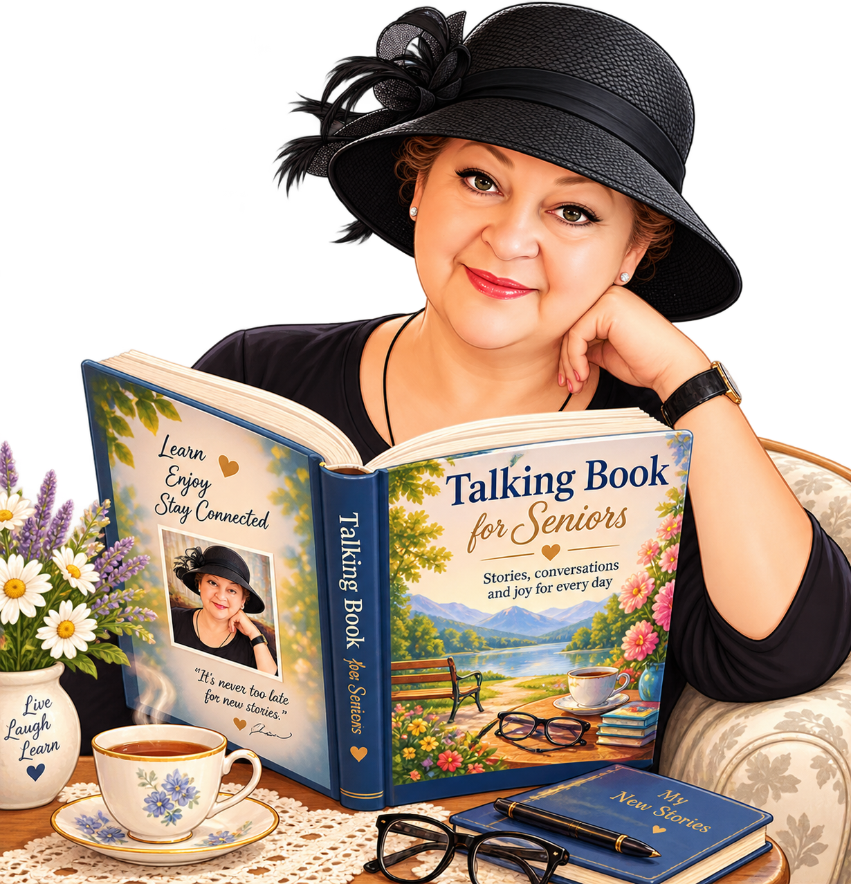 Starija polaznica čita Talking Book for Seniors